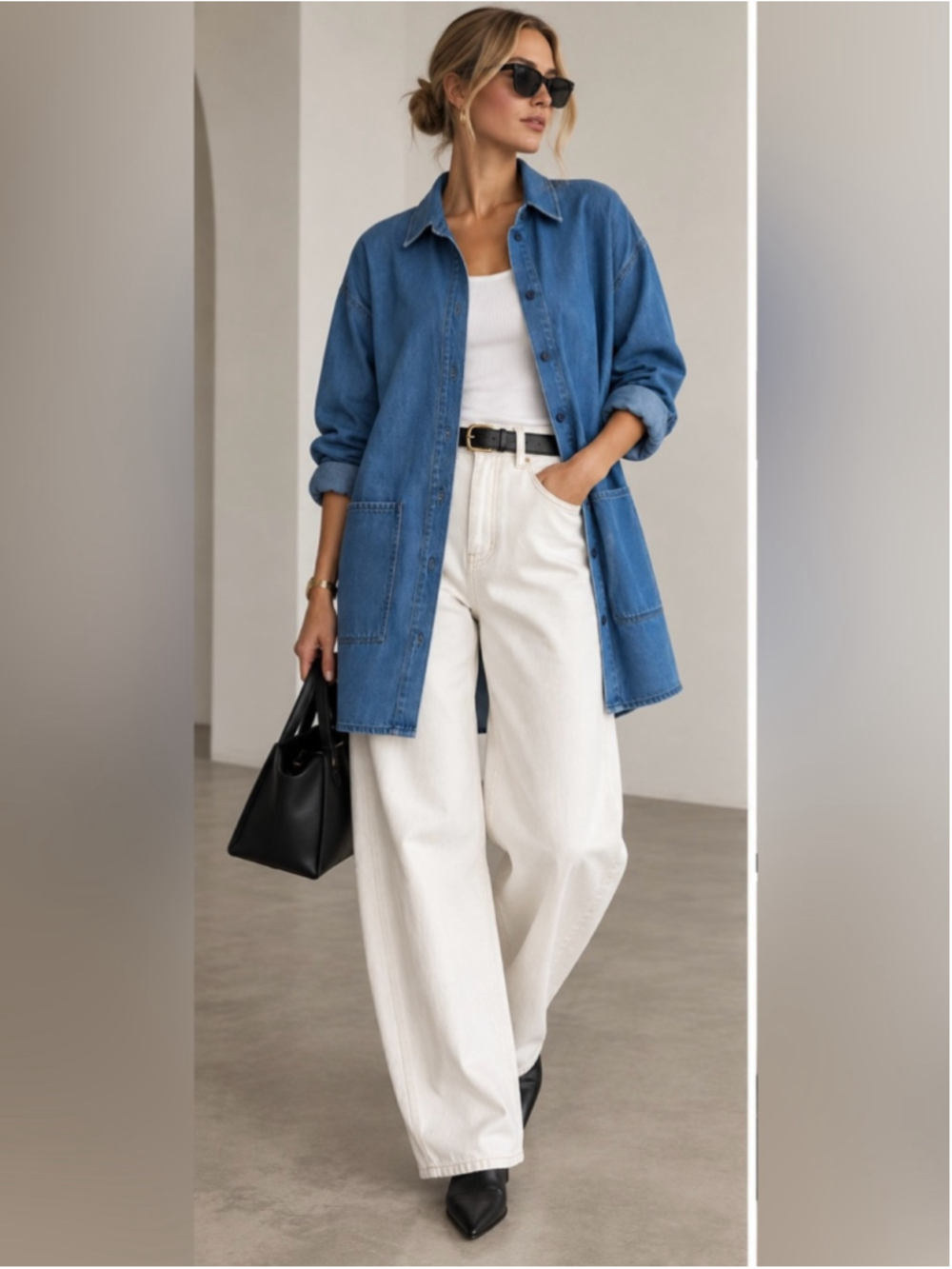 Women's Blue Denim Button-Up Coat